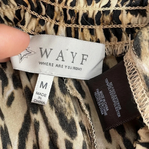 WAYF Pants Elastic Waist Flowy Cheetah Print Brown Black Size Medium M - Picture 8 of 11